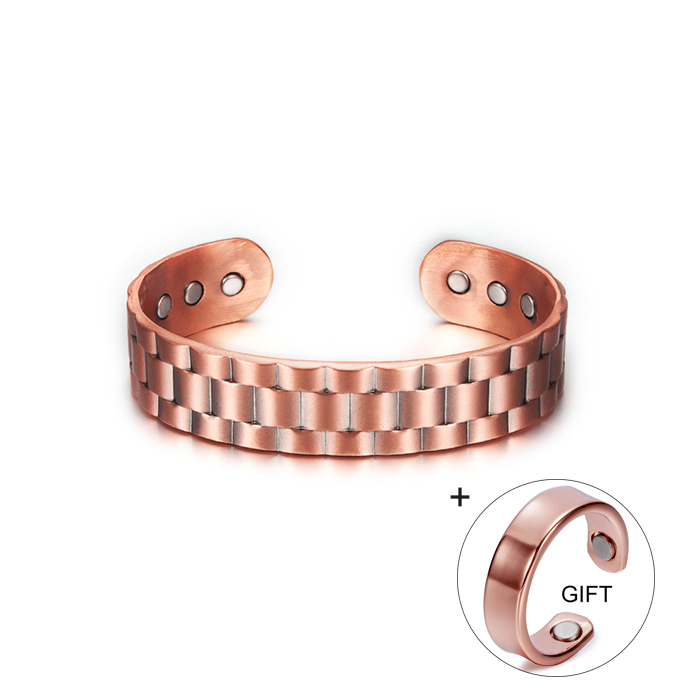 Vinterly 1 Krijgen 1 Puur Koperen Armband Mannen Gezondheid Energie Magnetische Armband Koper Brede Verstelbare Manchet Armbanden Voor mannen: vintage copper