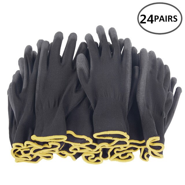 12 pairs of protective work gloves wear-resistant non-slip anti-static gardening and woodworking machinery safety work gloves: M-Yellow24 pair
