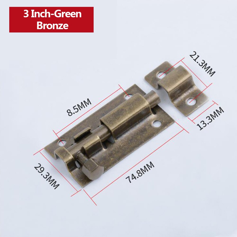 Verrou de porte en acier inoxydable de 1.5/2/3/4 pouces, solide, coulissant, loquet à loquet, agrafes, quincaillerie de porte de sécurité: Green Bronze-3 inch