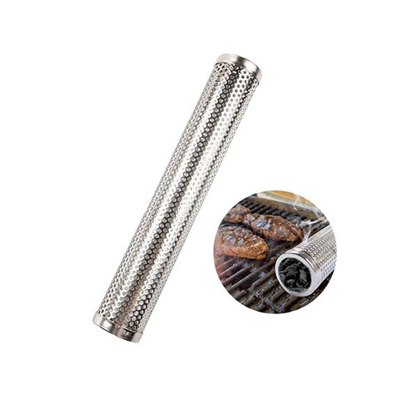 Rostfritt stål rund pellet rökrör mesh rör rökgenerator kök utomhus matlagning grill verktyg tillbehör