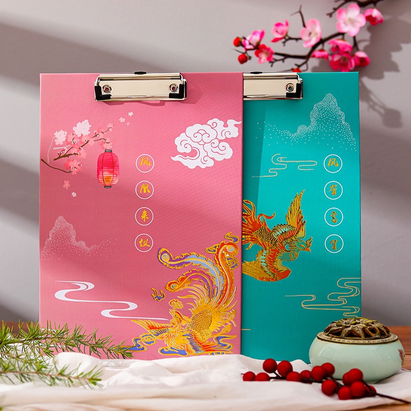 Retro A4 Bronzing Board Clip Student Writing Pad Board Clip Exam Paper Clip Folder Office Student Supplies Stationery