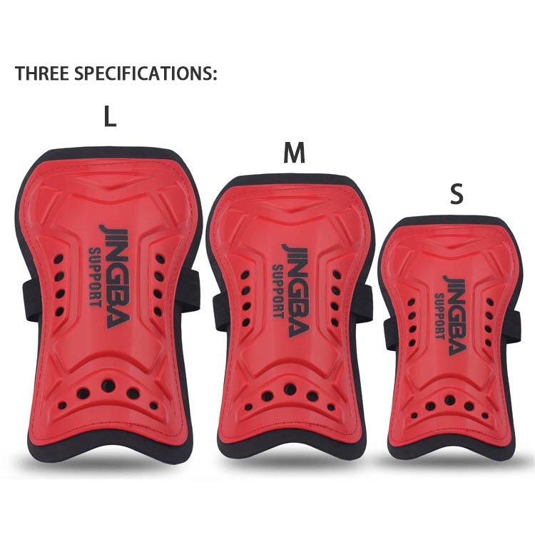 JINGBA SUPPORT Child/Adult soccer shin guards protege tibia football adultes shin protector adult football pads espinilleras de: Red / L(9.5cmx20cm)