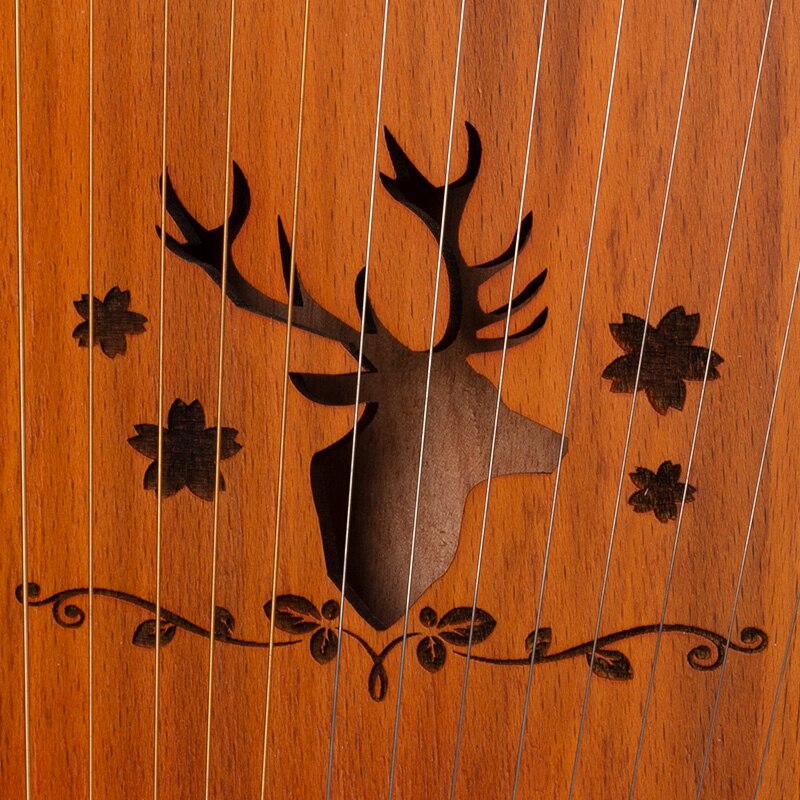 19 cuerdas madera de caoba cuerpo Lira arpa instrumentos musicales con llave para afinar y cuerdas de repuesto