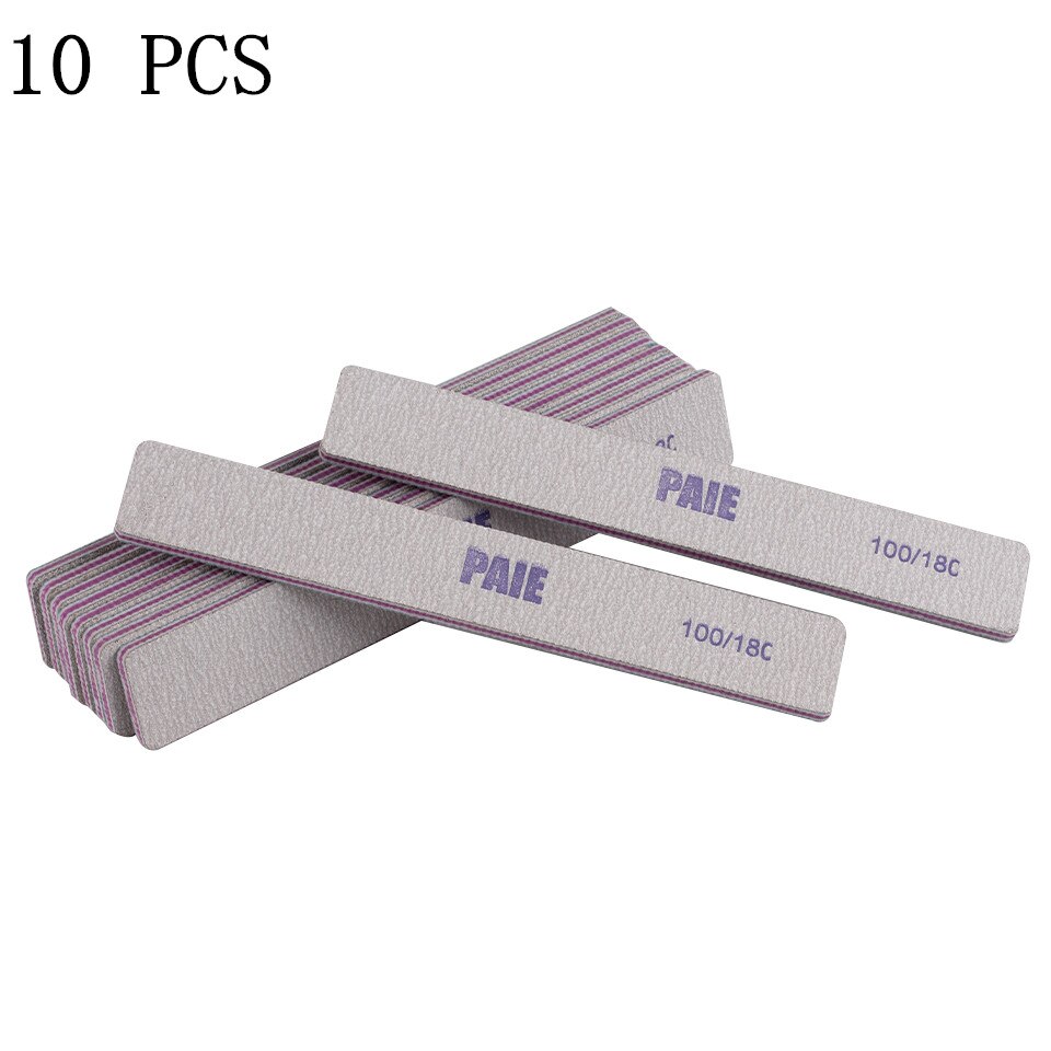 5/10 Uds lima de uñas papel de lija limas de uñas gruesas y fuertes tampón para manicura lijado media luna Lima herramientas de uñas 100/180: Verde claro