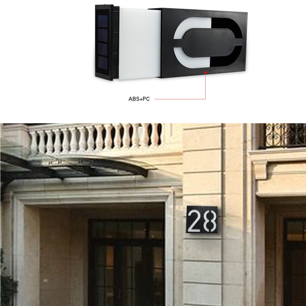 Solar Light LED House Number Doorplate Address Lamp House Number Outdoor Lighting Porch Lights With Solar Rechargeable Battery