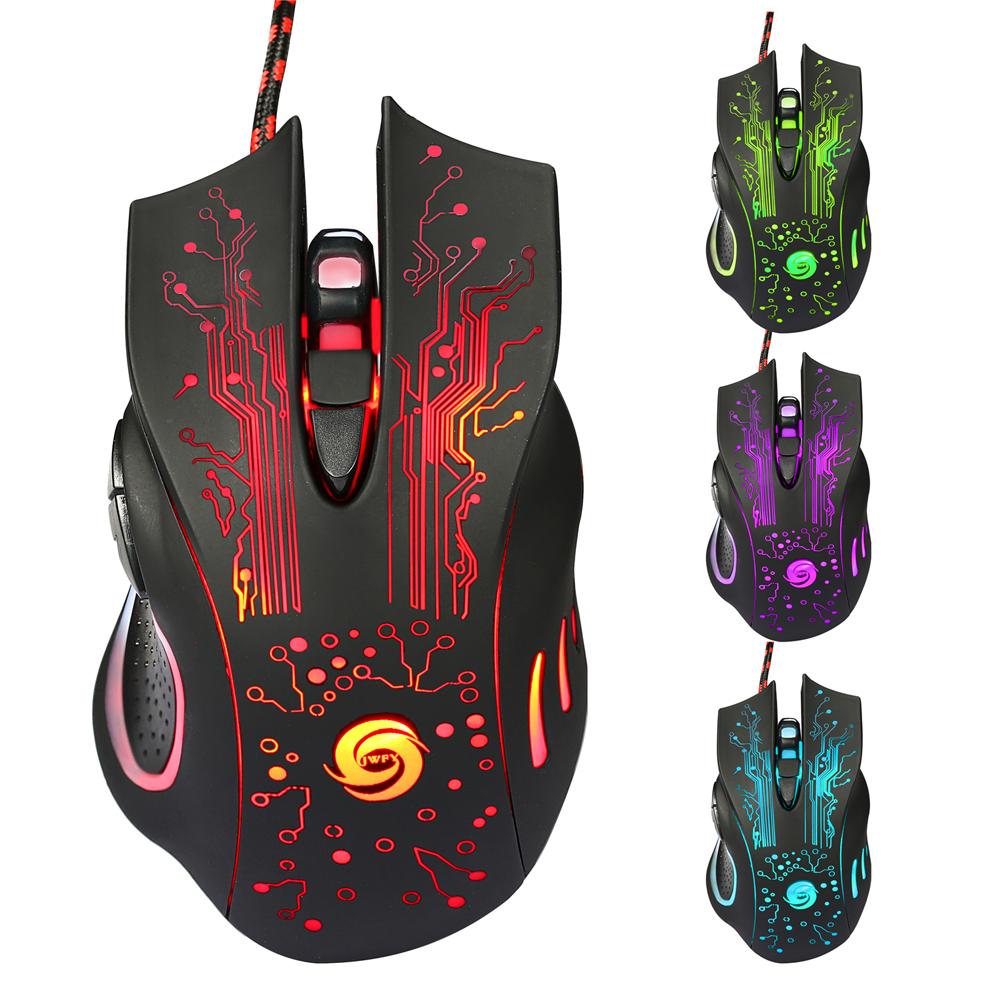 5500DPI USB Wired Gaming Mouse Adjustable 7 Buttons LED Backlit Gamer Mice Ergonomic Computer Mouse for PC Laptop: A