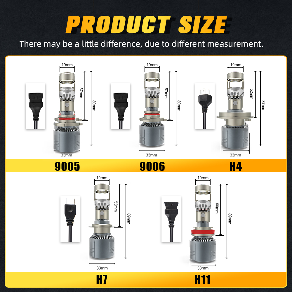 HL 2x H7 H4 H11 LHD LED faro Mini lente proyector 120W 12000LM 9005/9006 Auto luces altas y bajas bombilla Canbus para coche/Motor 12V