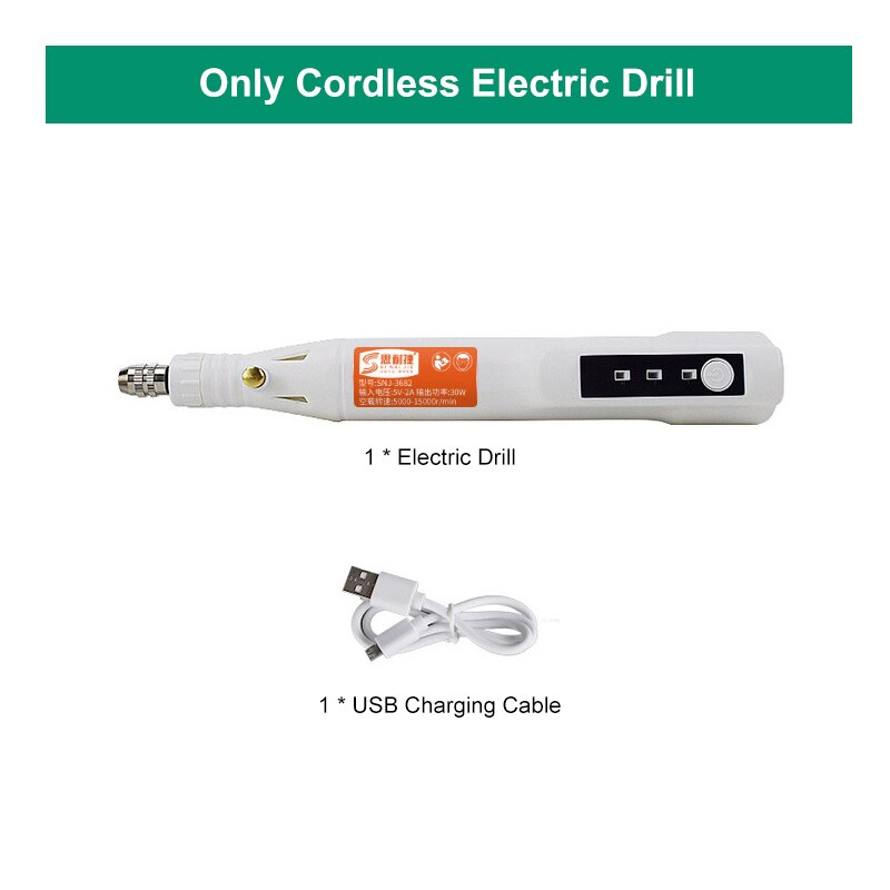 105/125/161/181Pcs Mini Cordless Electric Grinder Drill 3 Speed Adjustable USB Grinding Accessories Set Power Tools Engrave Pen: Only Electric Drill