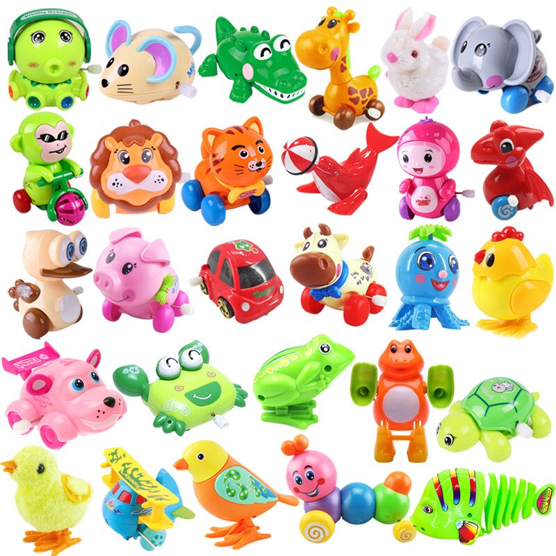 1PC Baby Children&#39;s Funny Wind-up Toys Kids Spring Clockwork Toy Mini Pull Back Cycling Pig/dinosaur/elephant/monkey Wind Up Toy