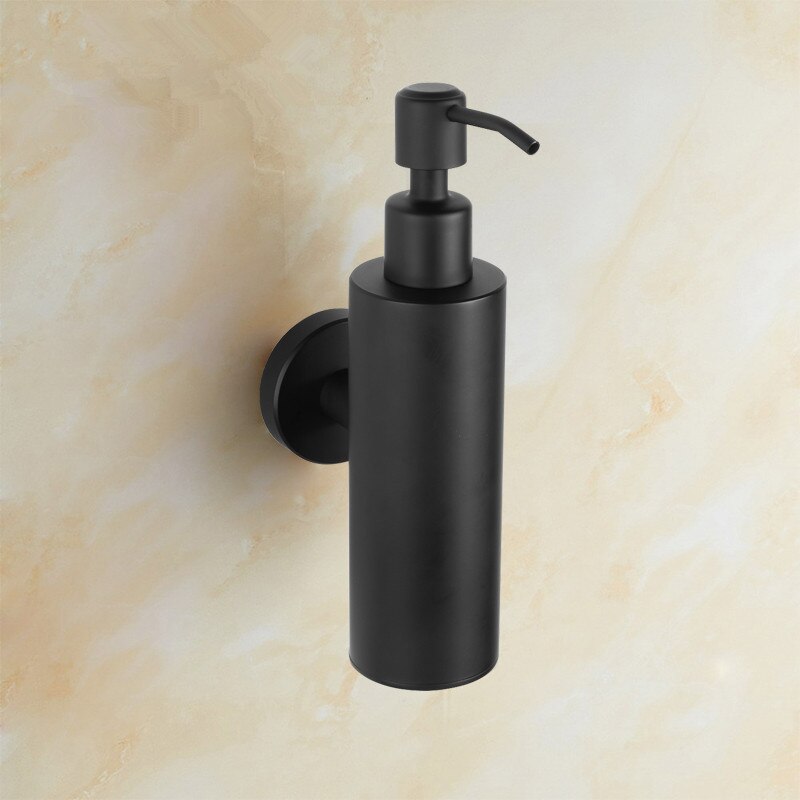 Liquid Hand Soap Dispenser Stainless Steel Wall Mounted Black Simple Bathroom Hardware Screw Fixation