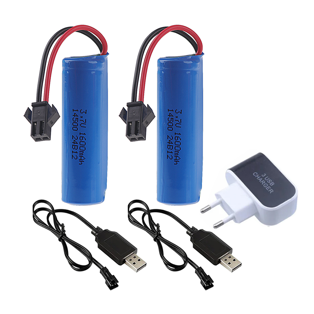 Batería de iones de litio de 3,7 V, 1600mah, 14500 y cargador para C2 D828 RC Stunt Dump, accesorio de juguete para coche, 3,7 V, 1200mah, con enchufe de SM-2P: Naranja