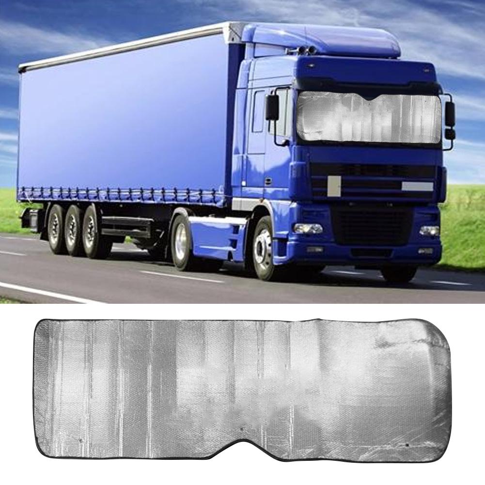 Cubierta de ventana delantera de automóvil de 220x70CM, película de aluminio plateada de doble cara, cubierta protectora plegable para parabrisas y parasol para camiones
