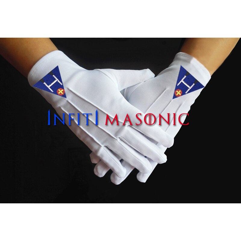 Freimaurer Insignien nutzung und stickerei stil günstige weiß Polyester hülse Freimaurer Polyester handschuhe