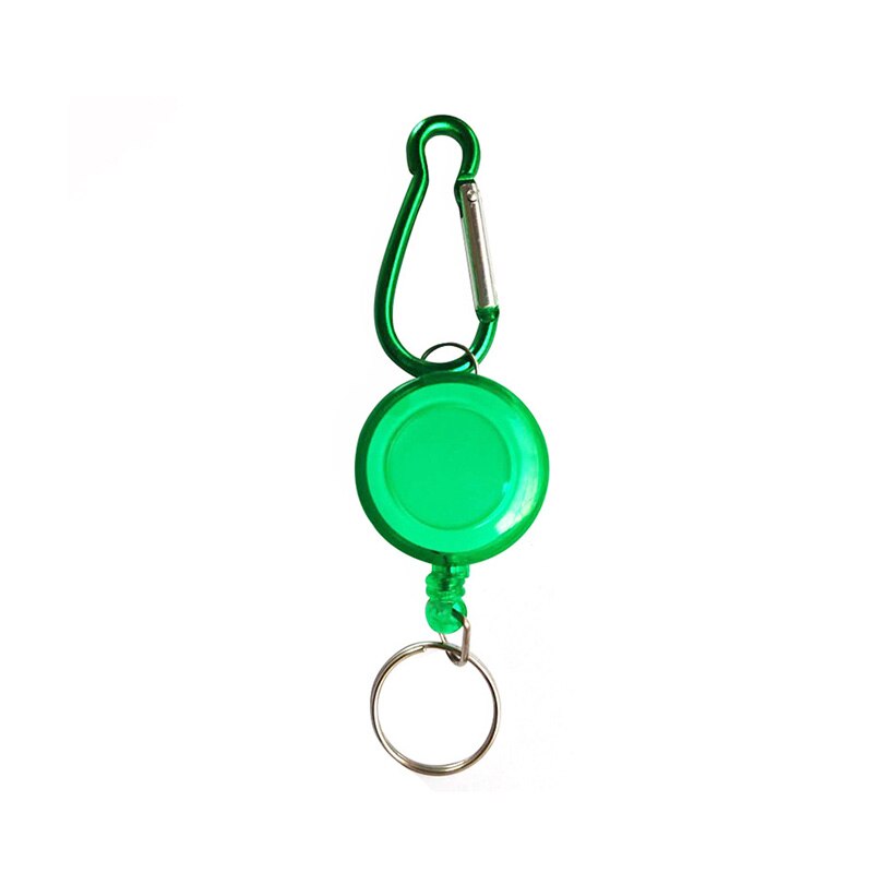 5 estilos 60cm retrátil keyring metal fio chaveiro clipe puxar recoil desportivo chaveiro anti perdido id titular do cartão chaveiro: Verde