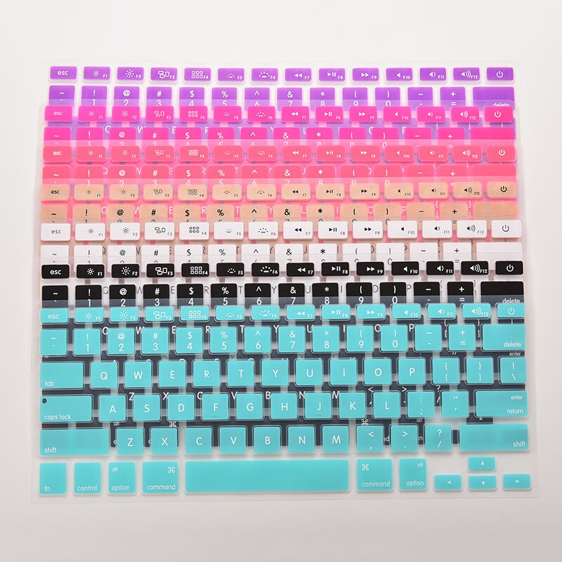 Funda de silicona con teclado para Apple Macbook Pro, MAC 13, 15 y 17, 7 colores,