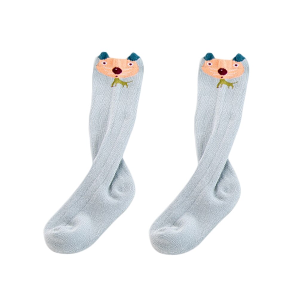 1 Pair Infant Baby Girl Boy Cute Cartoon Animal Print Knee Length Long Socks Autumn and winter baby warm socks: S  Pale Blue