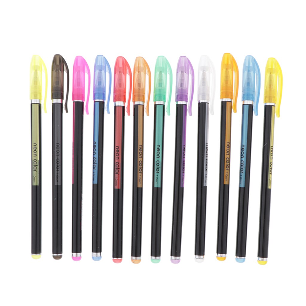 1 paquete de plumas de Gel de Color vivo estudiantes Doodle pintura plumas de Gel de Color pluma fluorescente de marcadores y plumas: 12 colors