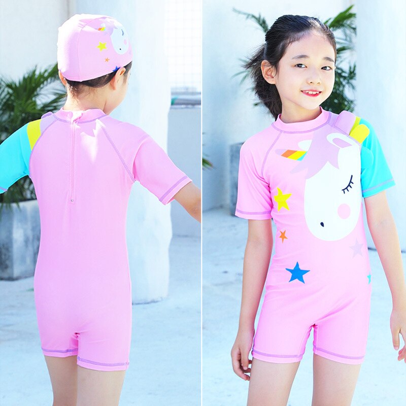 4-12 jahre Prinzessin Mädchen Badeanzug Einhorn Rosa Lila Nette Sonnencreme Art Sonnenbaden Baden Schwimmen Baby Bademode Anzug: Rosa / L
