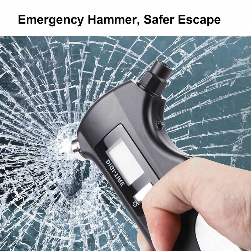 Draagbare Seat Veiligheid Hamer Auto Glas Auto Window Breaker Levensreddende Escape Rescue Tool Gordel Snijder Auto Bandenspanningsmeter