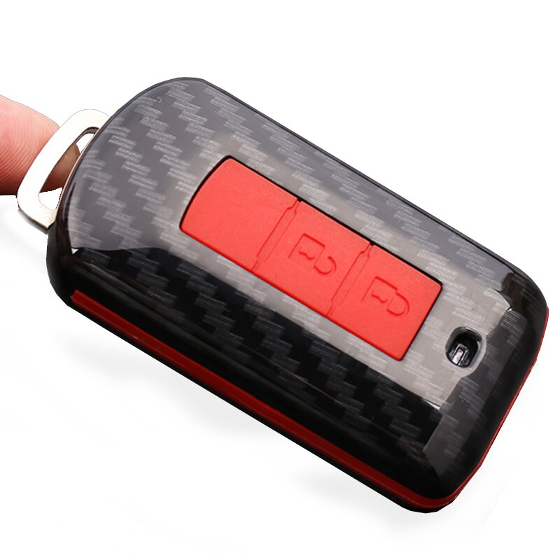 Carcasa para llave de coche con de fibra de carbono ABS para Mitsubishi Outlander Lancer 10 Pajero Sport EX ASX RVR Colt Grandis L200 Smart