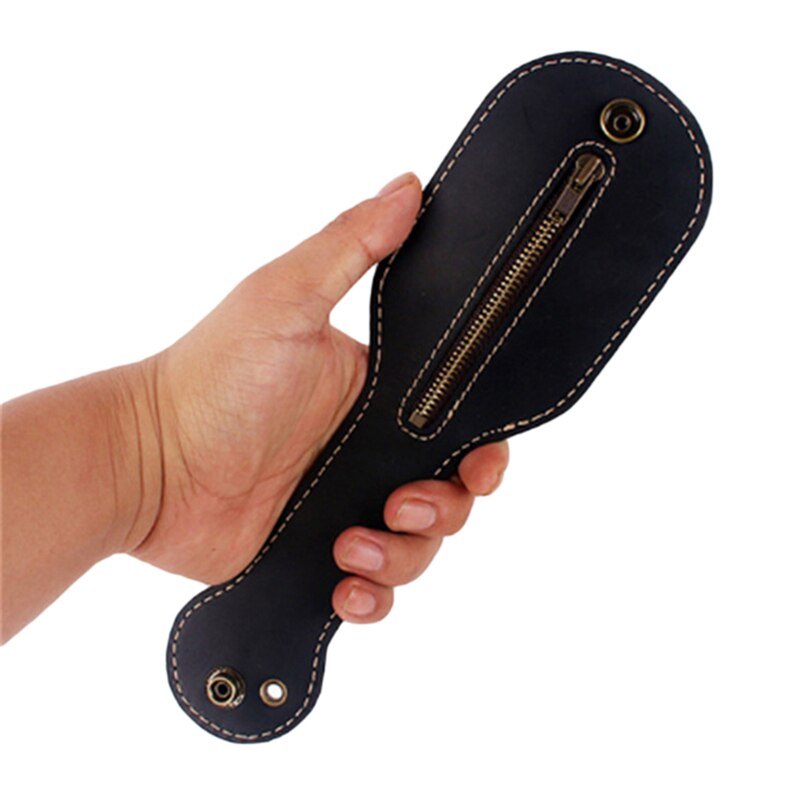 Høj læder lille møntpung mænd bærbar vintage bælte pung til mænd 3 farve: Sort