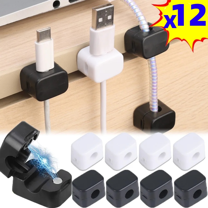 1/6/12 Stuks Magnetische Kabel Clips Zelfklevende Snoer Houder Kabelmanagement Winder Protector Desktop Tidy Usb lader Kabel Houder