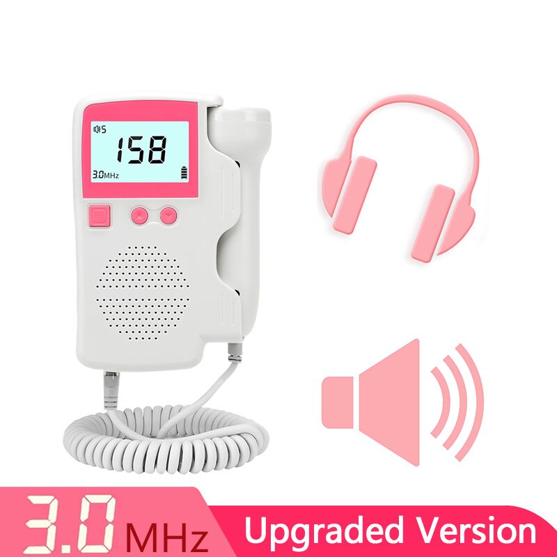 Foetale Doppler Ultrasound Baby Hartslag Detector Home Zwangere Doppler Monitor Pocket Doppler 3.0Mhz Geen Straling Stethoscoop