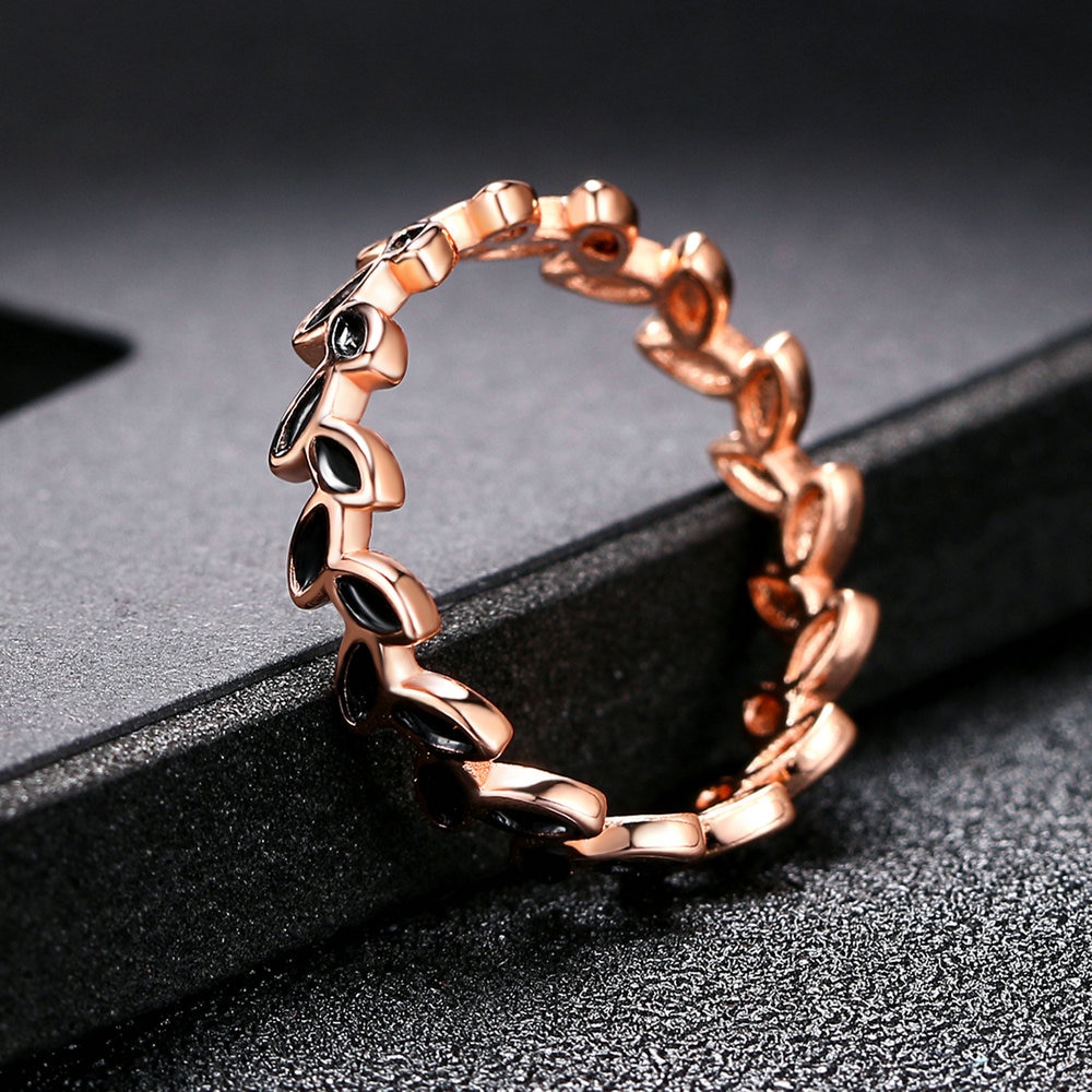 Glaze Willow Leaf Rings Classic Rose Gold Color Engagement Jewelry For Women Girls Party Wholsale DWR183