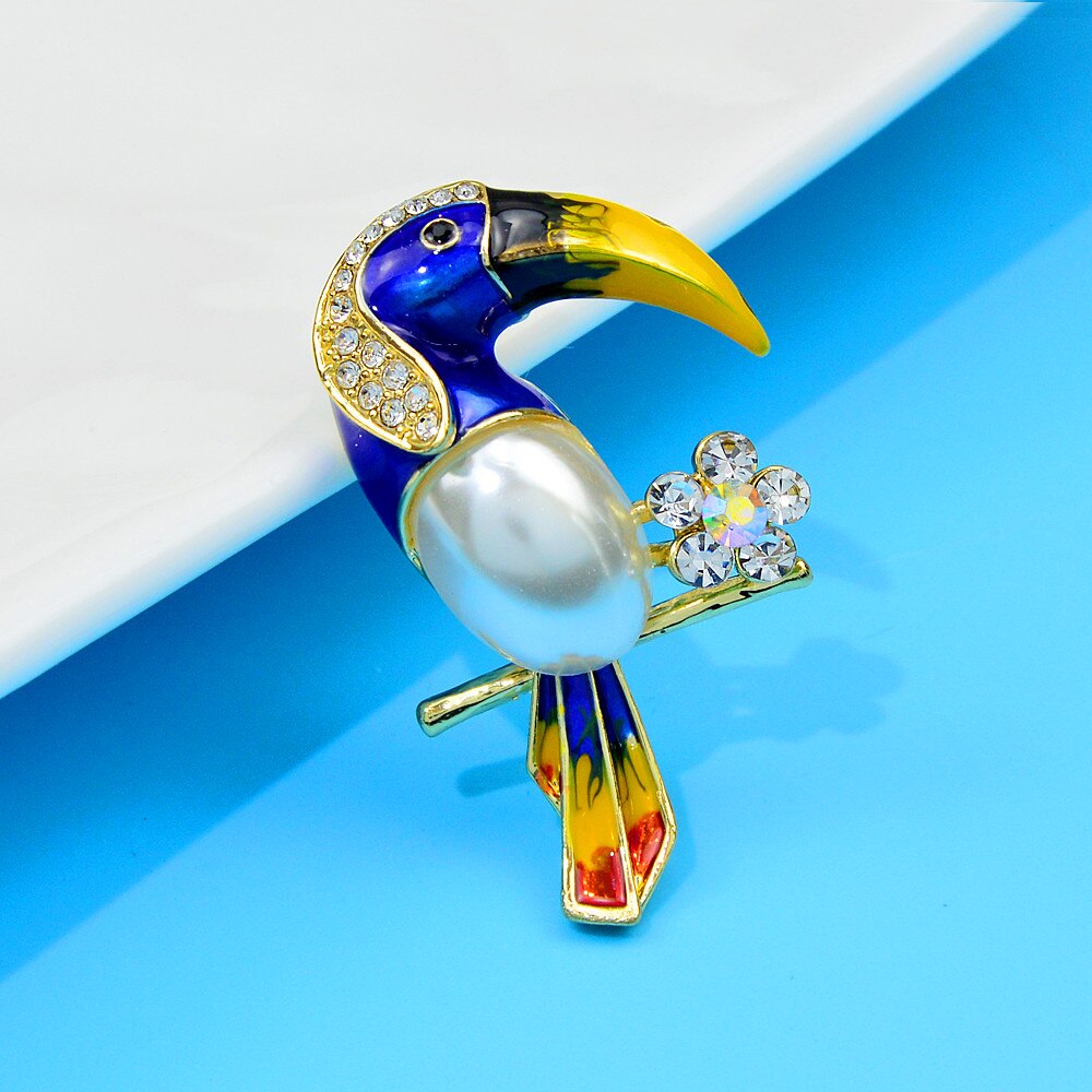 Cindy xiang strass-papageienbroschen für damen, perlen-Ebene-vogel-schmuck, emaille-accessoires