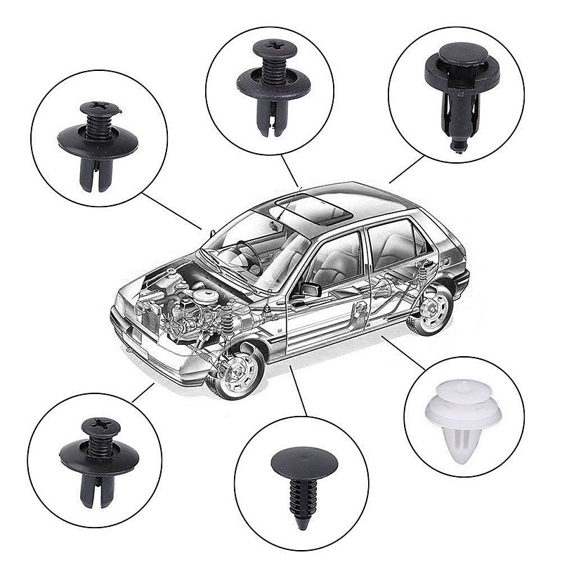 6 tamaño 100 Uds Auto Clip de sujeción mixto cuerpo del coche Push retenedor Pin remache parachoques puerta ajuste Panel retenedor Kit de fijación