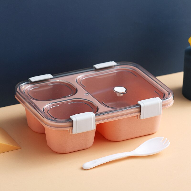 1 Pc Portable Lunch Box Bento Boxes Microwave Dinnerware For Kids Adults Food Food Storage Container Foodbox Kitchen Cocina: 3 grid pink