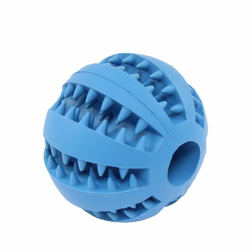 Dog Ball Toys for Pet Durable Non-Toxic Strong Teeth Cleaning/Chewing/Playing IQ Treat Ball Dog Chew Toy Soft Rubber Ball: Blue