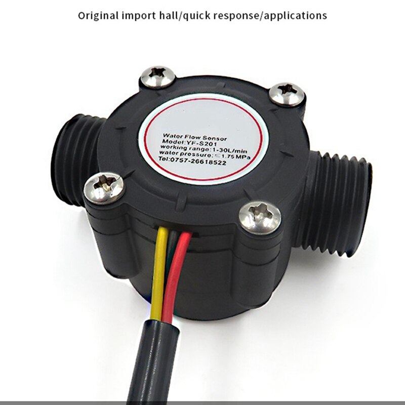 Capteur de débit d&#39;eau, DC5-18V, débitmètre à effet Hall, contrôle du débit de liquide 1-30l/Min, 2 mpa, interrupteur