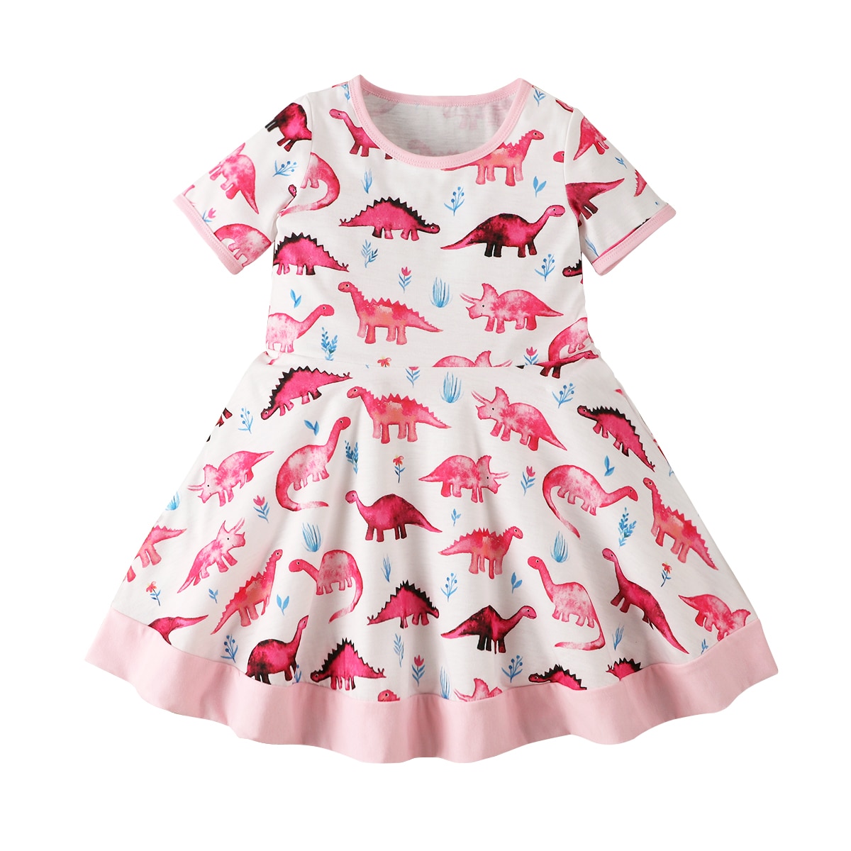 Baby sommer tøj spædbarn børn baby pige dinosaur kjole frisk kortærmet børn prinsesse kjole