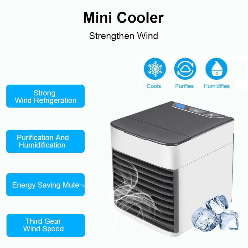Ménage Mini climatiseur USB personnel refroidisseur d'espace Portable 7 couleurs LED refroidisseur d'air LCD affichage numérique ventilateur de bureau