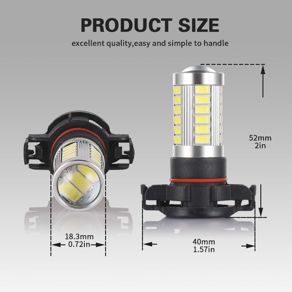 GZKAFOLEE lampa przeciwmgielna samochodu PSX24W PS24W doprowadziło H16 5202 żarówka światła przeciwmgielne 5730 żeton 33 SMD 600LM 3000K biały 6000K 1 rok gwarancji