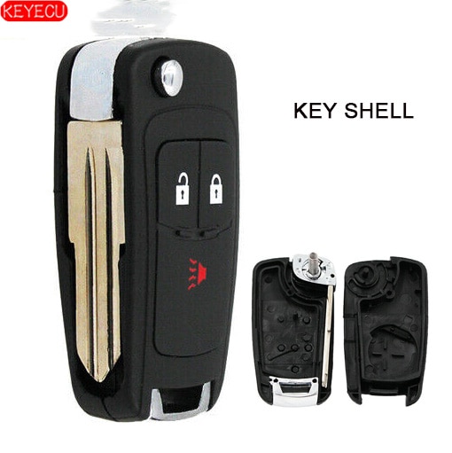 Keyecu Flip Remote Key Case Fob 3 Knop Voor Chevrolet Spark