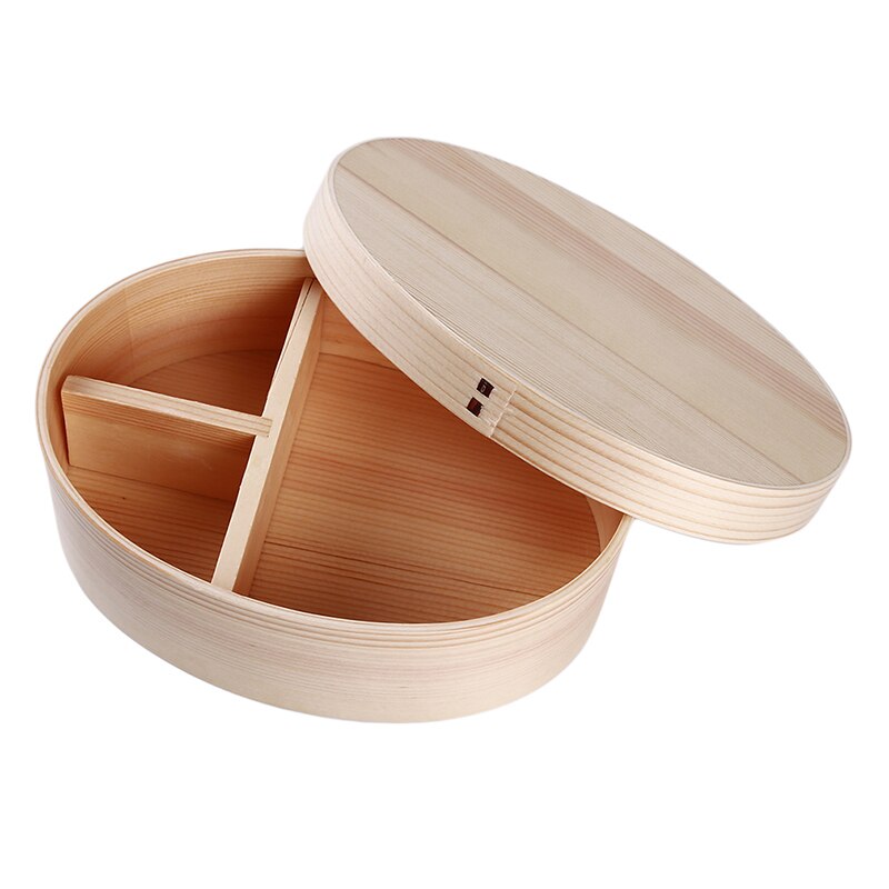 Japanse stijl bento boxen 3 roosters houten lunchbox draagbare picknick kinderen studenten voedselcontainer keukenaccessoires: Beige enkele laag