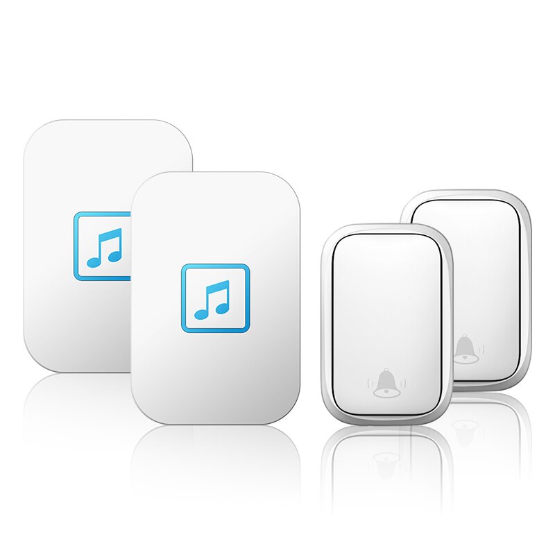 Cacazi Waterdicht Self-Aangedreven Home Draadloze Deurbel 150M Remote Geen Batterij Knop Us Eu Uk Au Plug Ontvanger call Ring Bell: white 2TR x 2RE / Au