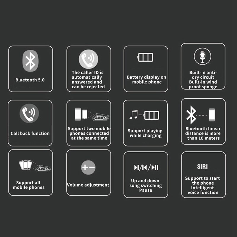 Motorcycle Bluetooth Headset Intercom Interconnection Outdoor Riding Headset Communication BT5.0 Stereo Interphone