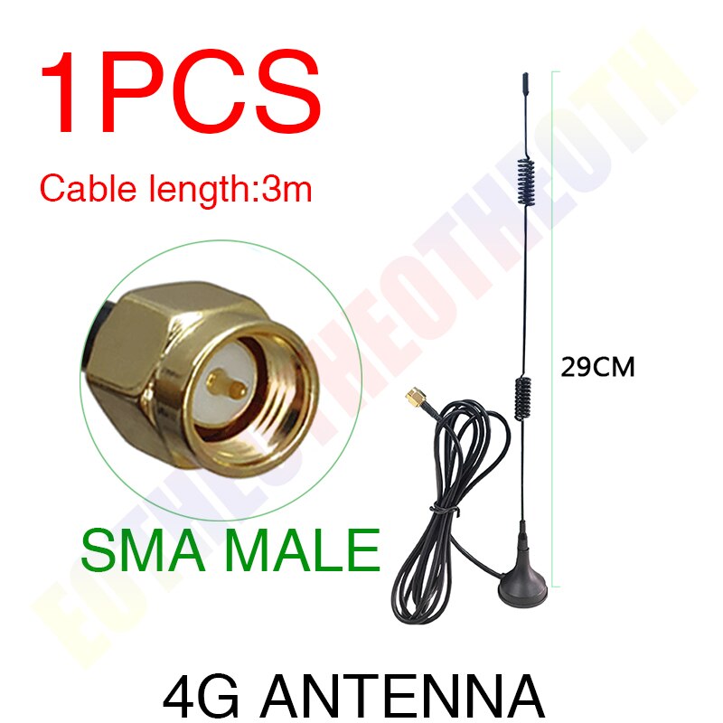 Eoth 1 2pcs 4G LTE Antenna 12dbi SMA Male Connector Aerial 698-960/1700-2700Mhz IOT magnetic base 3M Clear Sucker Antena: 1 PCS sma 29cm