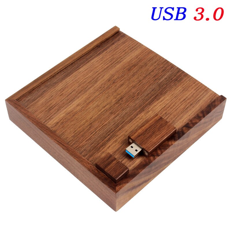Jaster usb 3.0 houten fotoalbum + doos usb-stick pendrive 64gb 16gb 4gb fotografie bruiloft gratis aangepast logo 170*170*35mm: 32gb / Zwart
