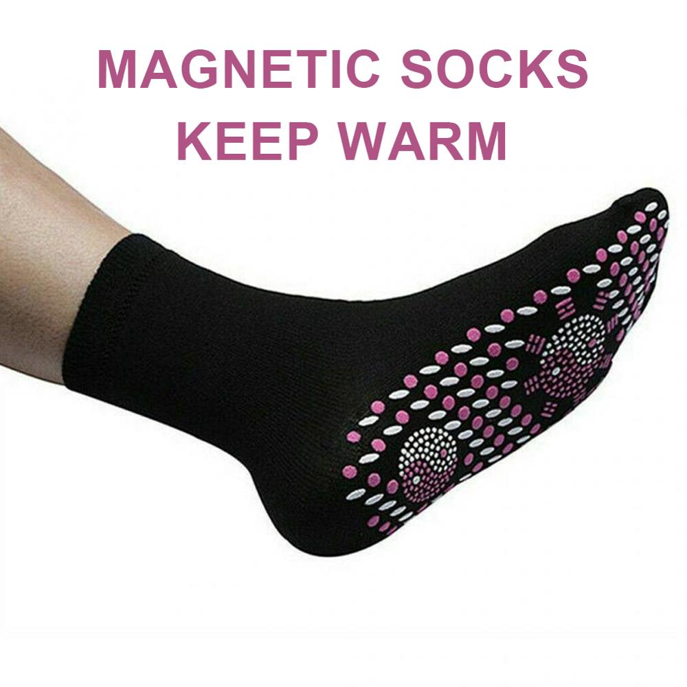 Tourmaline – Chaussettes magnétiques unisexe auto-chauffantes,accessoire de soins de santé respirant effet massage et confortable pour avoir les pieds au ,: Black