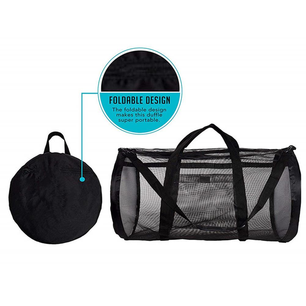 Foldable Portable Beach Bag Mesh Storage Bag Outdoor Beach Park Swimming Towel Clothes Organizer Swimming Bag