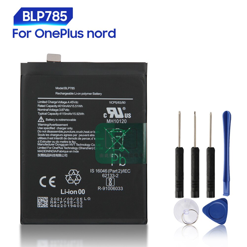 Batterie de remplacement d&#39;origine pour OnePlus 9 9Pro 8Pro 8 8T One Plus Nord N10 N100 1 + 8 9 Pro BLP815: For OnePlus Nord