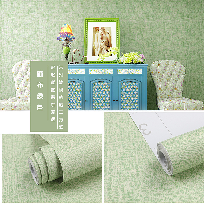 Linnen Patroon Waterdicht Behang Pvc Zelfklevende Effen Kleur Slaapzaal Slaapkamer Muur Sticker Kasten Meubels Contact Papier: E