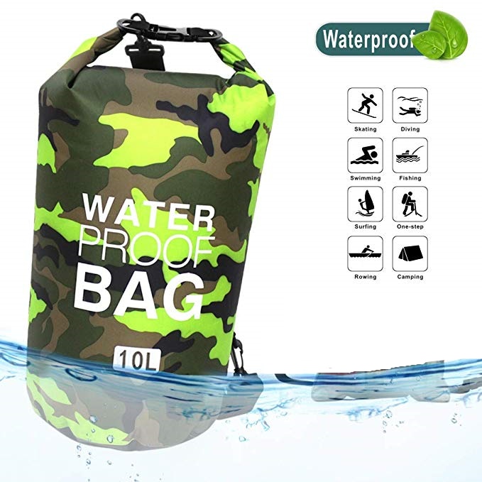 PVC Waterproof Dry Bag 10L 20L Camo Outdoor Diving Foldable Man Women Beach Swimming Bag Rafting River Ocean backpack