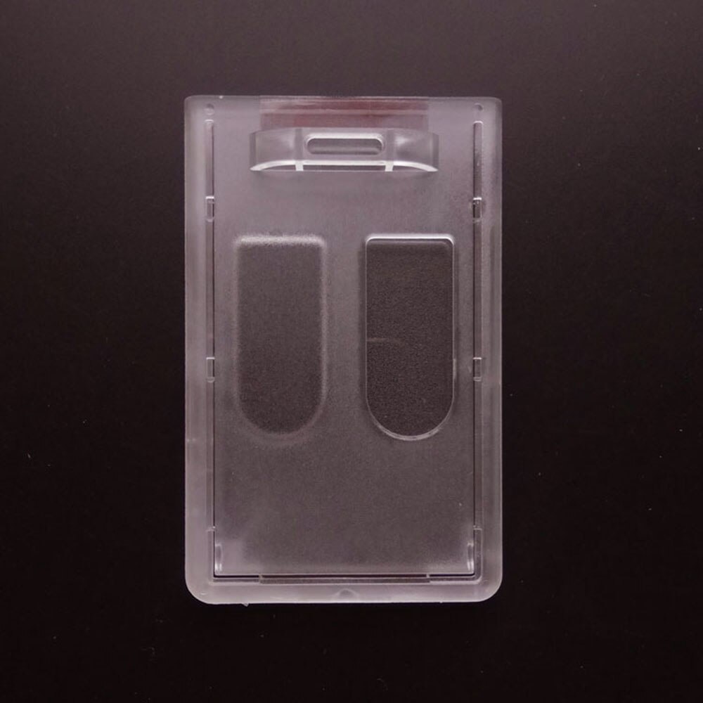 1PC Vertical Hard Plastic ID Badge Holder Double Card Cover Pocket Bus Card PC Matte Transparent Bank Credit Card Holder: 1