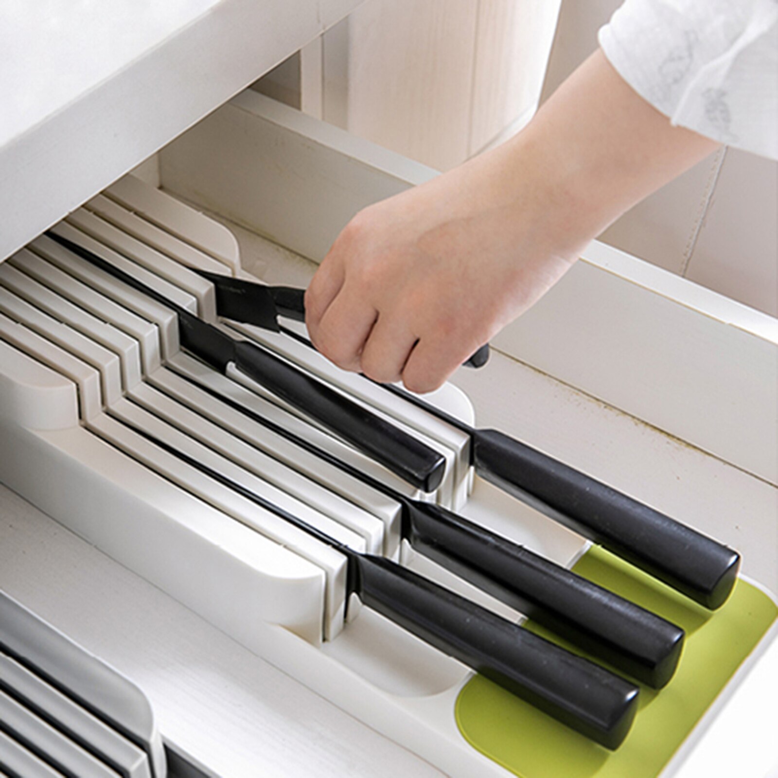 Knife Block Organizer - 2-Tier In-Drawer Steak Knife Insert Holder Bestek Organizer Keukenmessen Bestek Organisator Accessoires