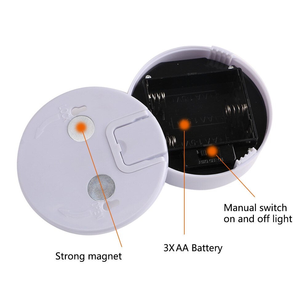Luz LED 2 en 1 con Sensor de movimiento para armario, lámpara nocturna con gancho magnético, Sensor infrarrojo PIR, 3 * AA COB, para acampar, senderismo, garaje, armario